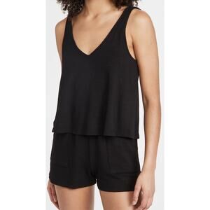 Monrow Supersoft Black Polyester Tank Romper Size XS